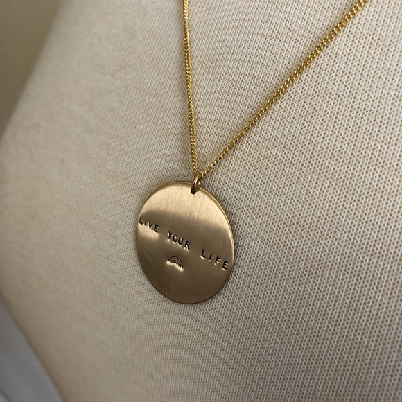 James Michelle | Large Gold Coin Custom Made Necklace Live Your Life and Rainbow - Picture 7 of 8